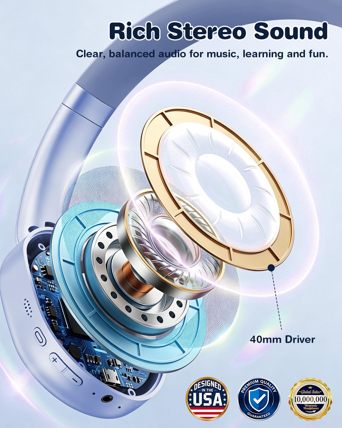 Wentronic kids headphones blue wired-mode option ensures uninterrupted listening.