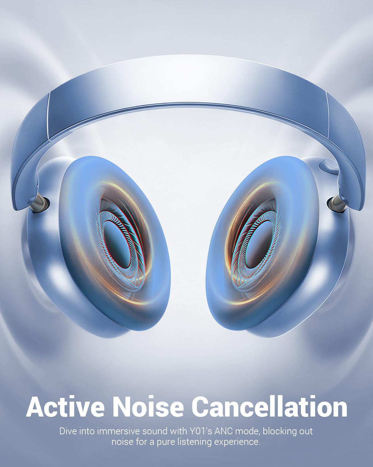 Wentronic Y01 earcup closeup showing memory-foam cushion and soft protein leather comfort