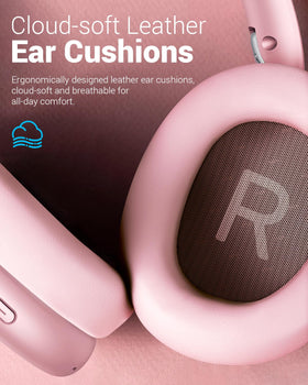 Person wearing Wentronic Y01 pink headset commuting with clear audio and noise reduction