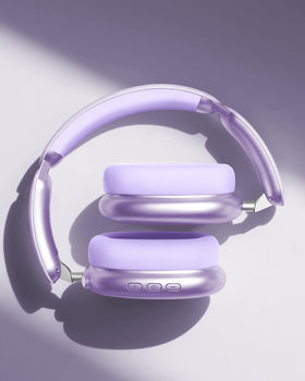 Wentronic Y02 earcup close-up showing memory foam and PU leather, ensures all-day comfort