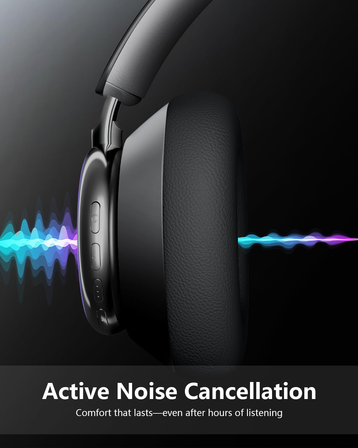 Wentronic Y03 ear cushion closeup showing soft protein-leather comfort benefit