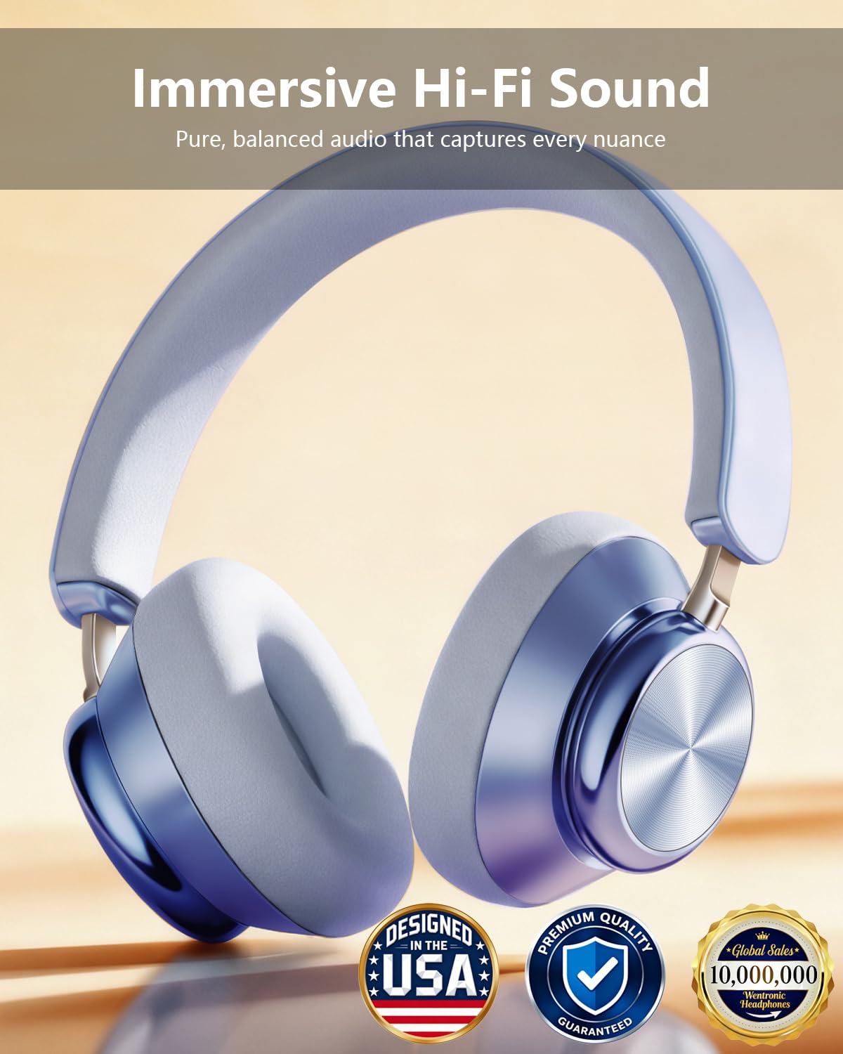 Wentronic Y03 side profile highlighting earcup shape and secure over-ear fit for comfort