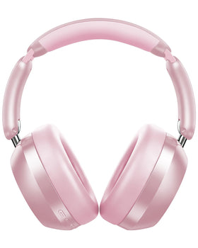 Wentronic Y04 headphones front view in pink for rich, immersive sound.