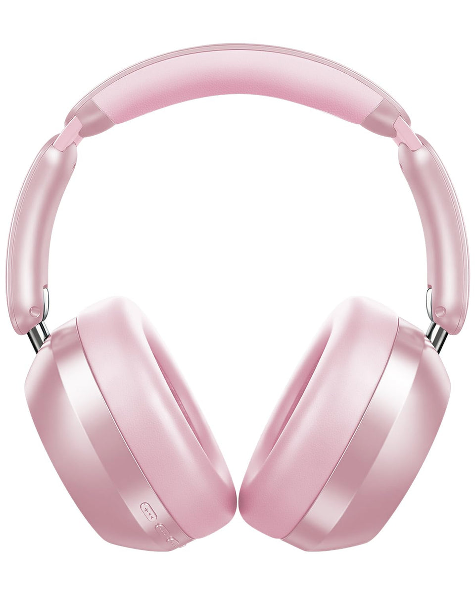 Wentronic Y04 headphones front view in pink for rich, immersive sound.