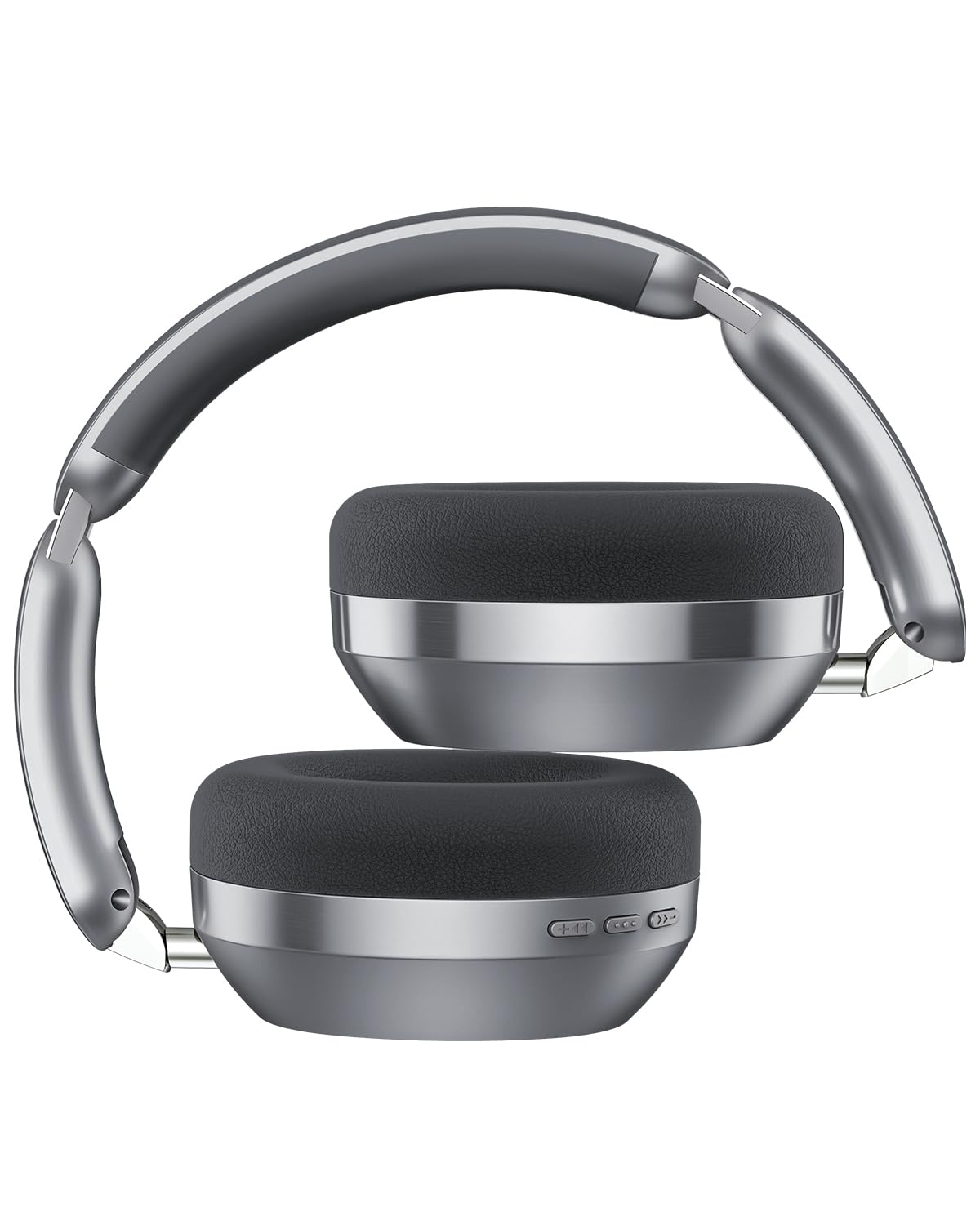 Wentronic Y04 headphones side profile in grey, slim travel-friendly silhouette.