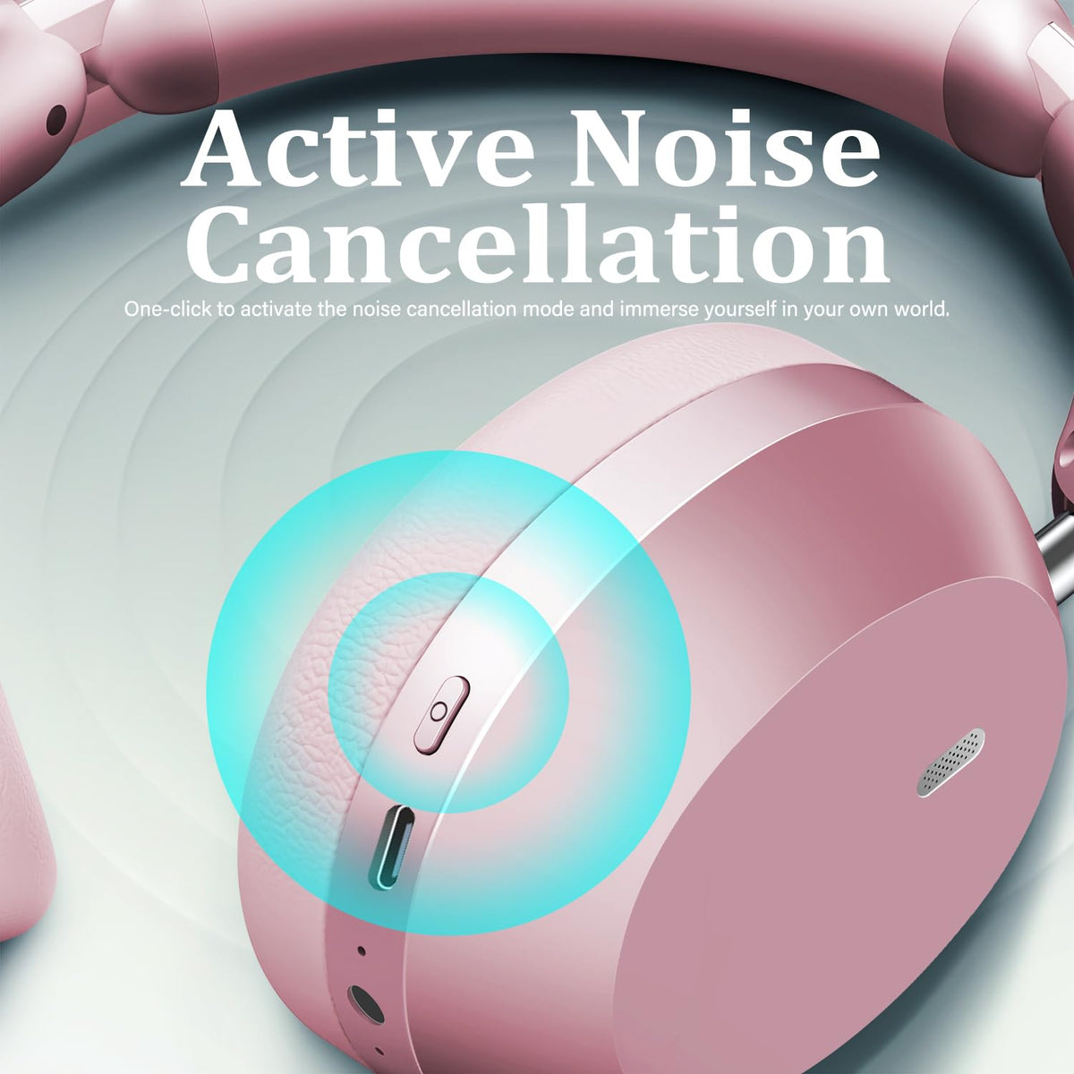 Wentronic Y04 headphones side view in pink showcase portable comfort.