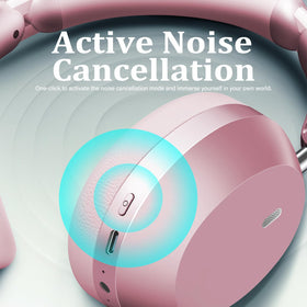 Wentronic Y04 headphones side view in pink showcase portable comfort.