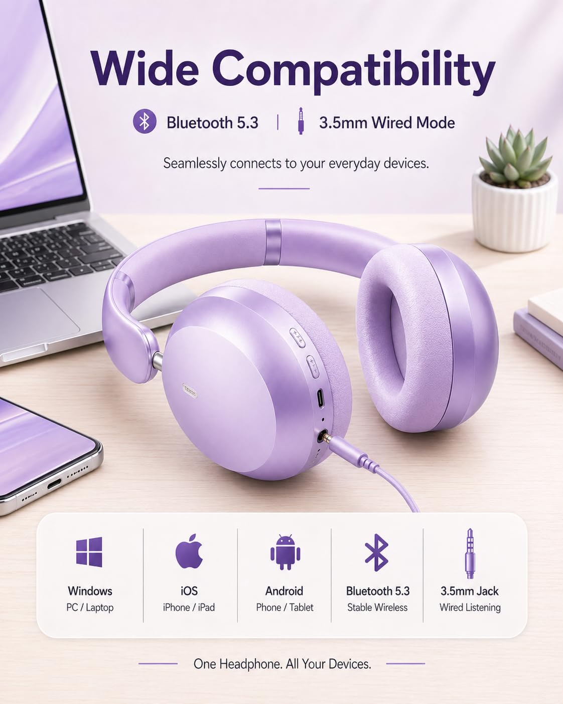 Wentronic Y05 purple built-in mic close-up for clear hands-free calls.
