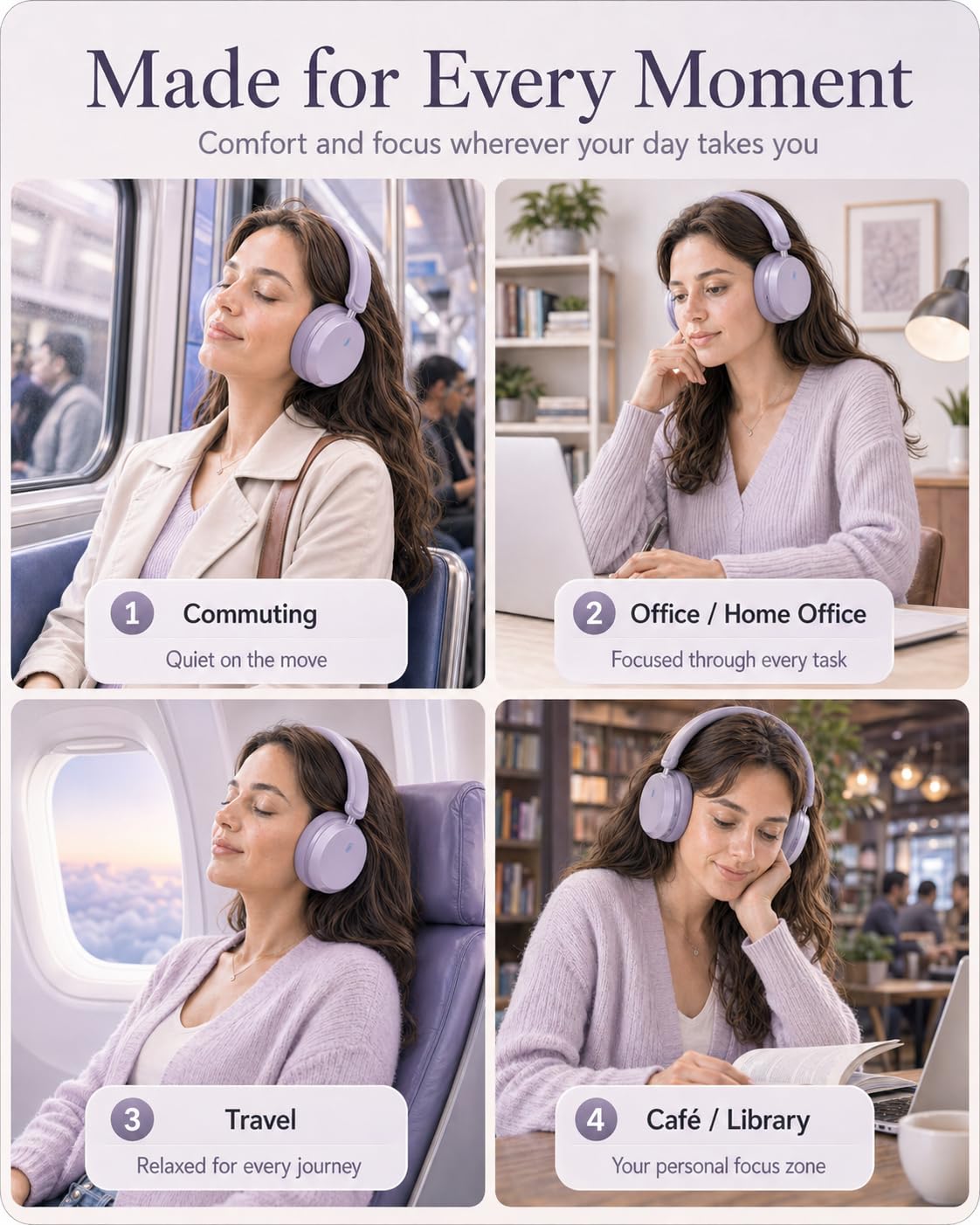 Wentronic Y05 purple in-use on desk; ergonomic comfort in a work setup.