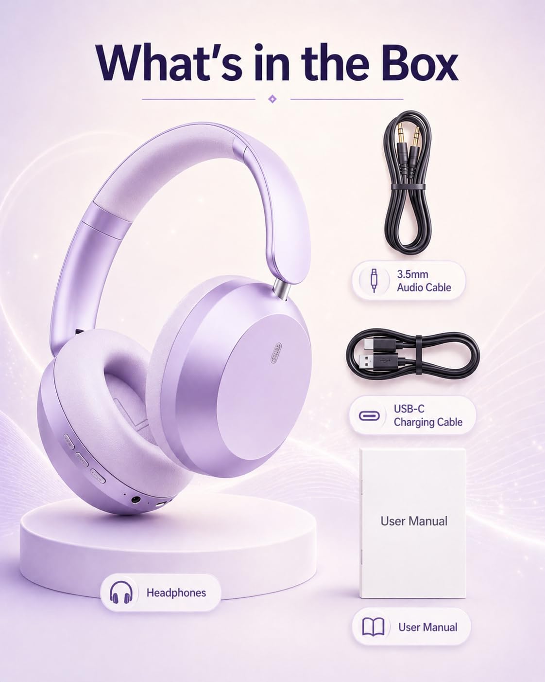 Wentronic Y05 purple 3.5 mm wired cable connected for versatile listening.