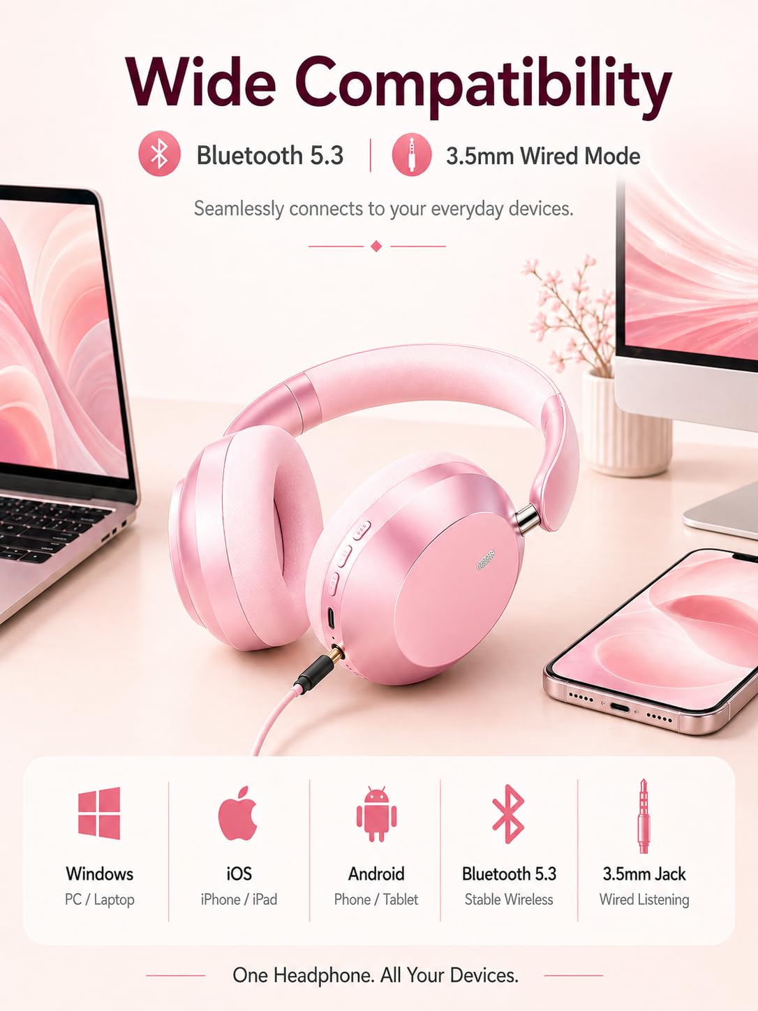 Wentronic Y05 pink built-in microphone for clear calls