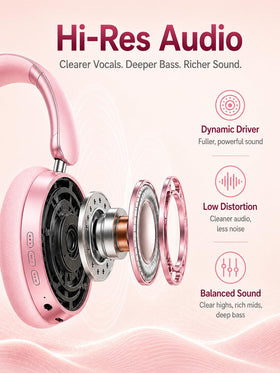 Wentronic Y05 pink Hi-Res audio delivers crisp vocals and deep bass