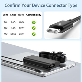 WENYAA 130W USB-C charger with USB port enabling simultaneous charging of two devices.