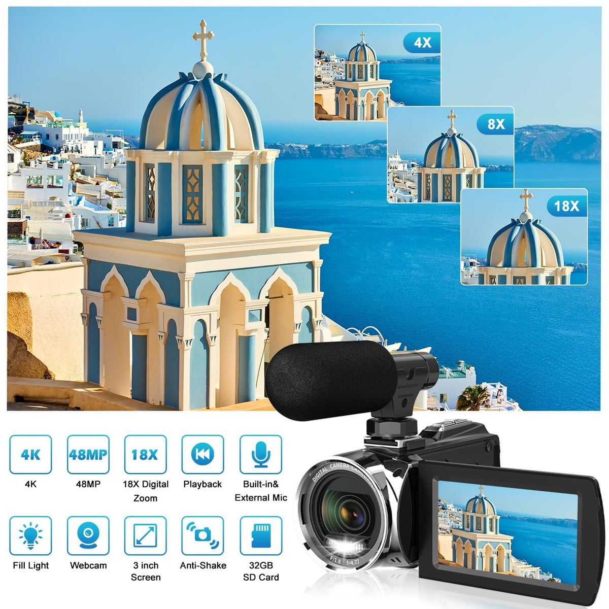 Weochi camera with a 3-inch rotating screen for flexible framing.
