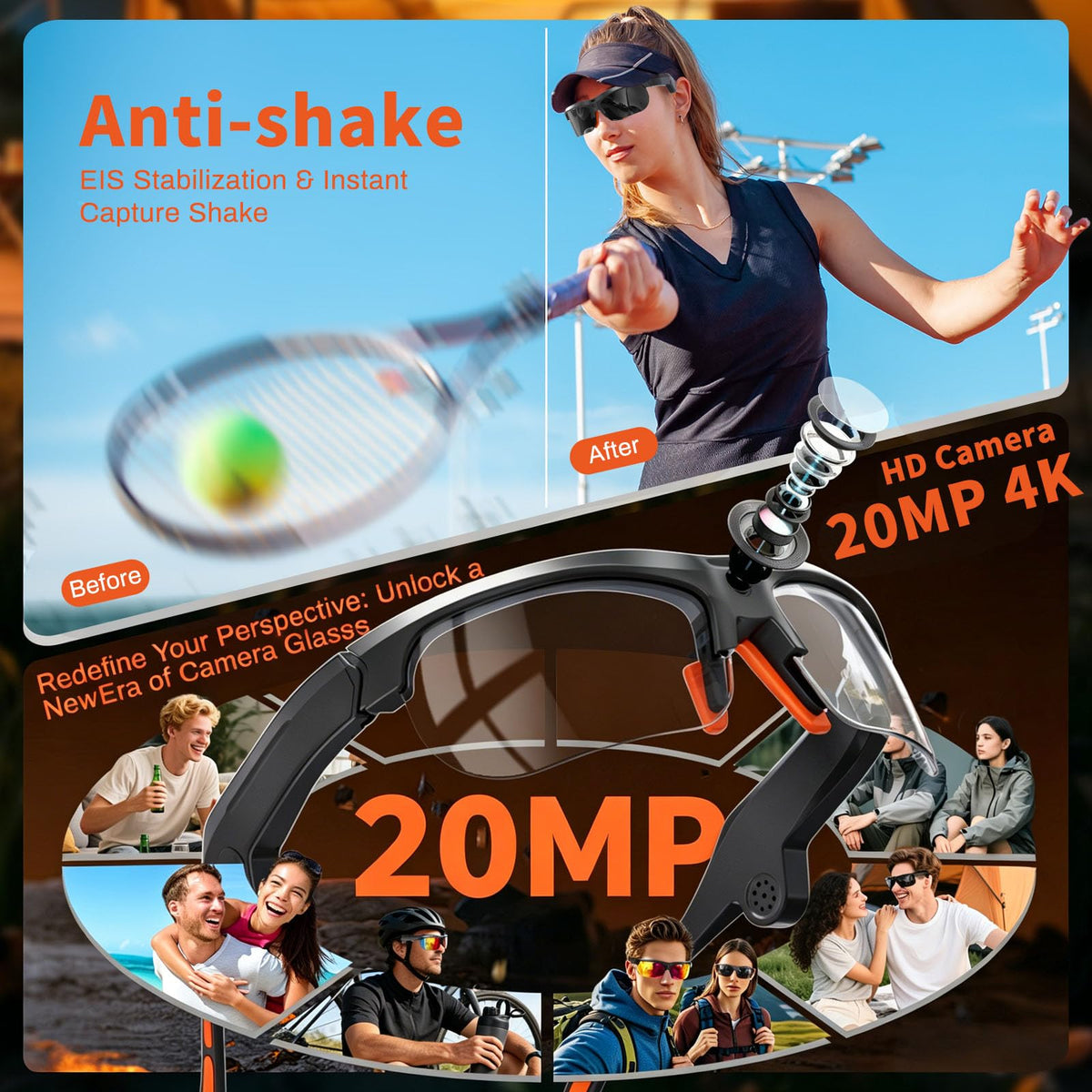 wepmous AI Smart Glasses with EIS stabilization reducing shake on rough terrain