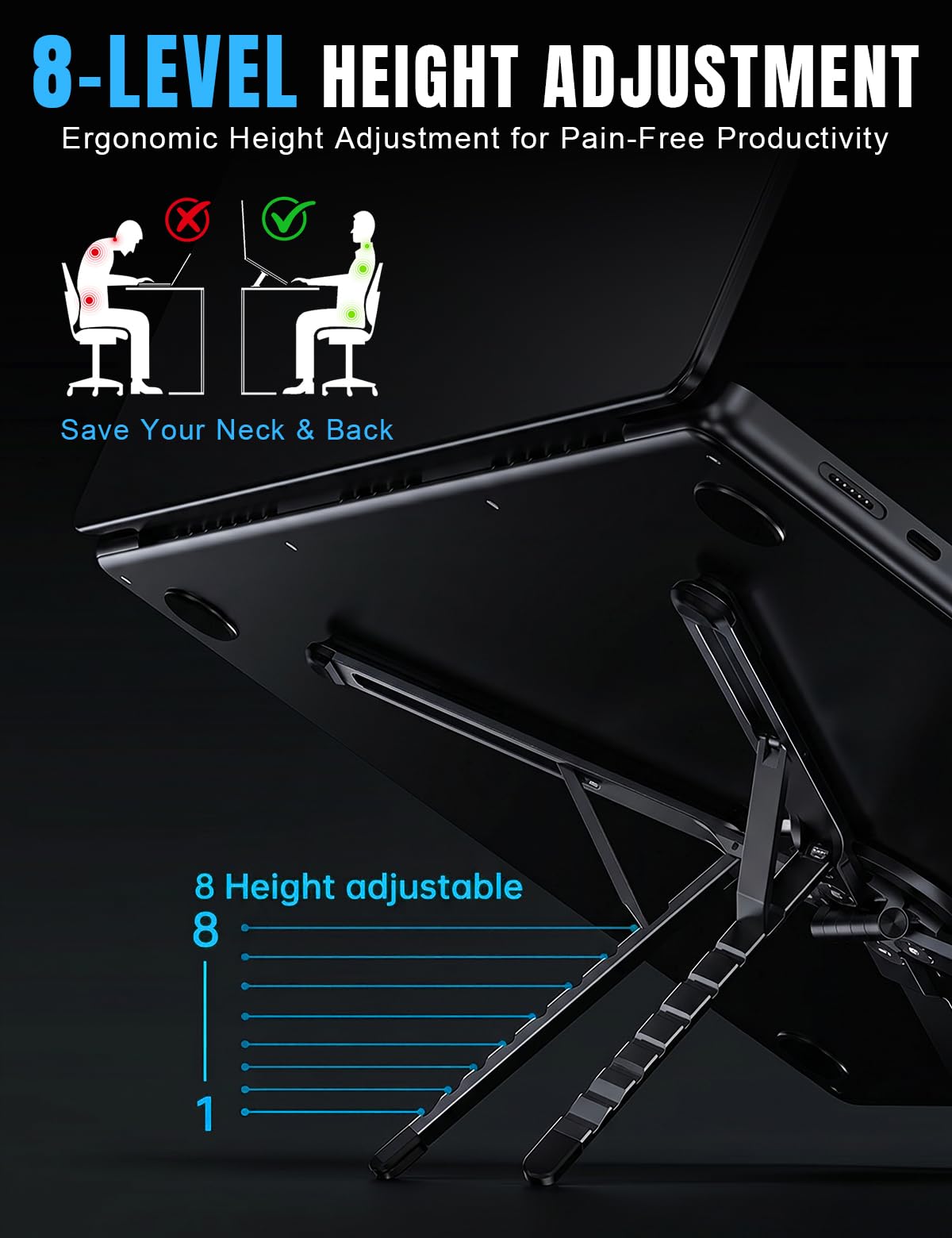 Werfami ergonomic elevating stand improving posture during work