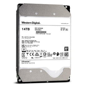 WD Ultrastar 14TB top label shows capacity and performance details.