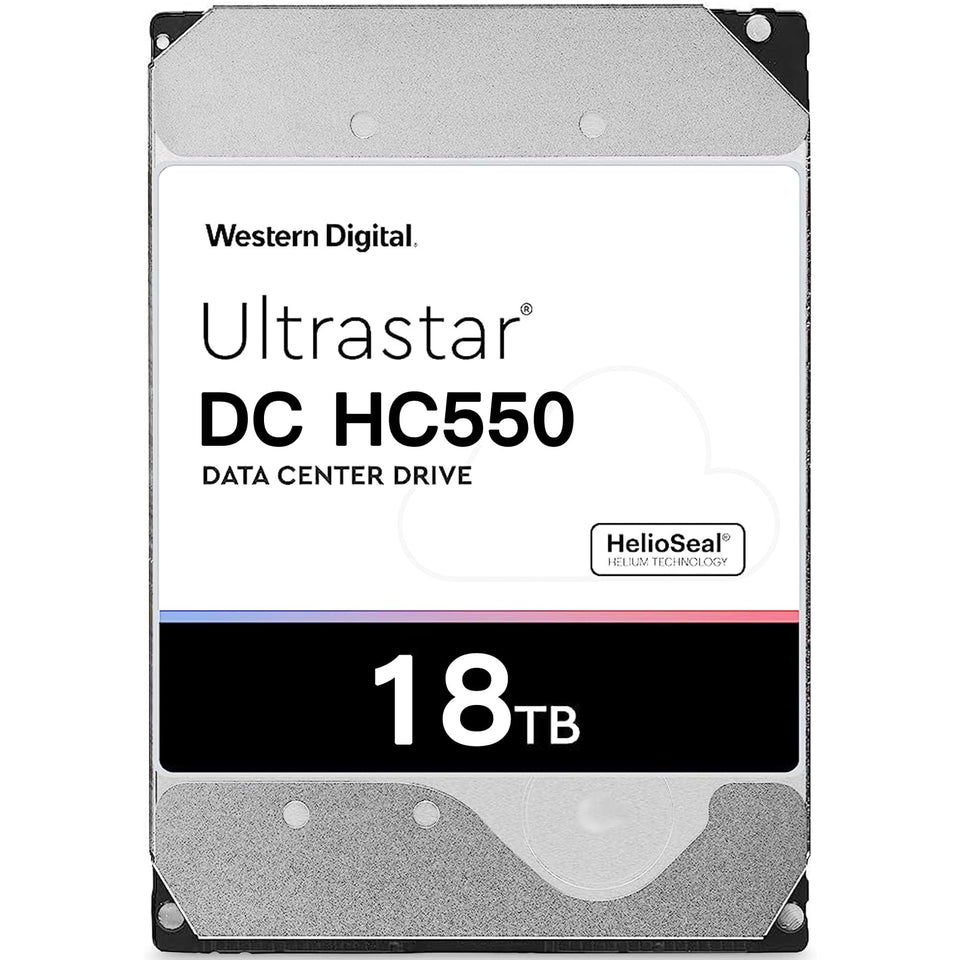 Western Digital DCHC550 18TB drive top view for high-capacity data centers.