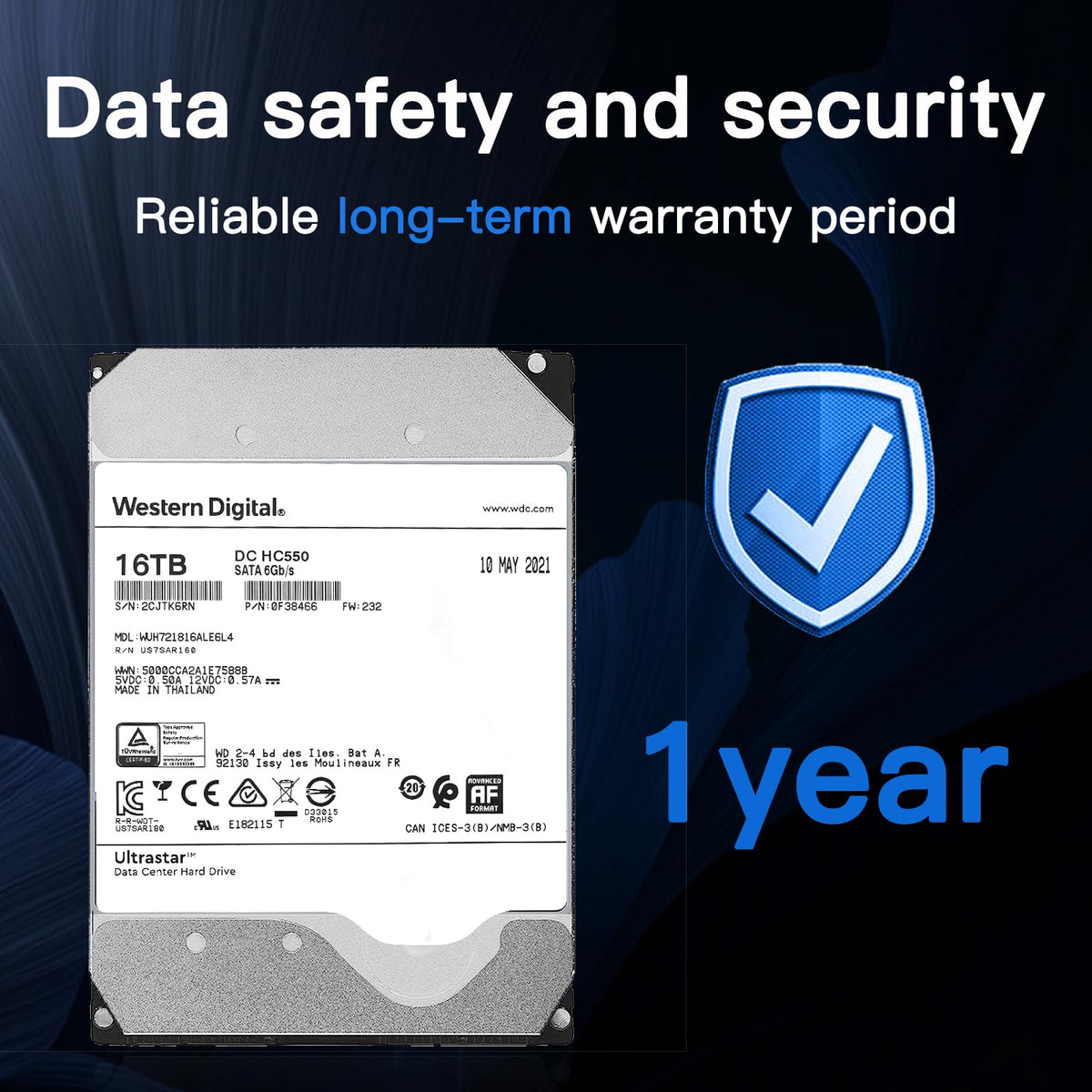 Western Digital low idle power supports energy-efficient surveillance storage.