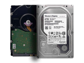 Western Digital Ultrastar DC HC310 6TB drive top view for data-center reliability and capacity.