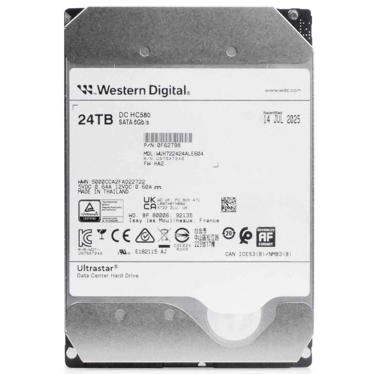 Western Digital Ultrastar DC HC580 CMR technology ensures steady enterprise performance.