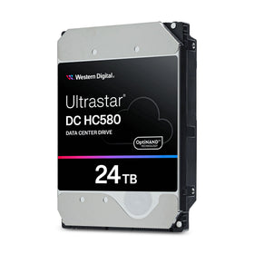 Western Digital Ultrastar DC HC580 front view highlights its 24TB capacity for data centers.