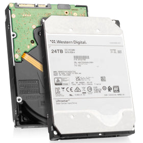Western Digital Ultrastar DC HC580 label displays capacity and reliability details.