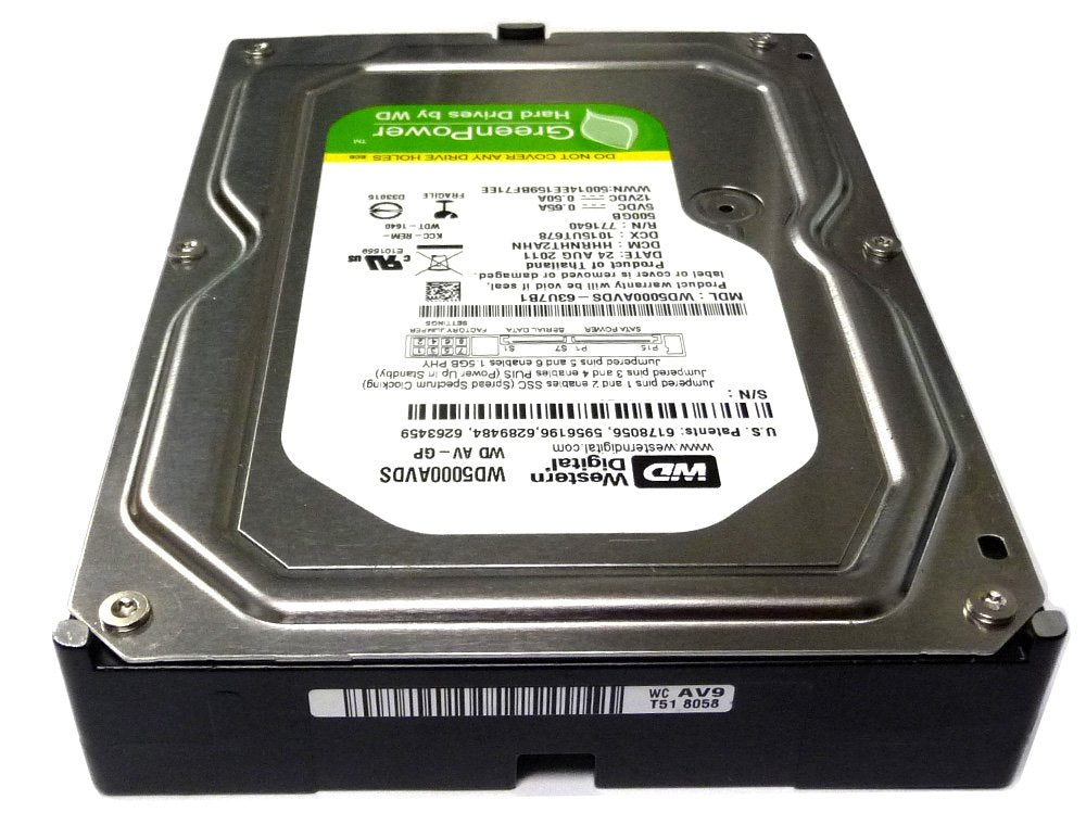 Western Digital WD5000AVDS installed in DVR highlighting continuous recording reliability