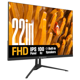 Westinghouse 22-inch frameless monitor with metal stand for a sleek desk setup.