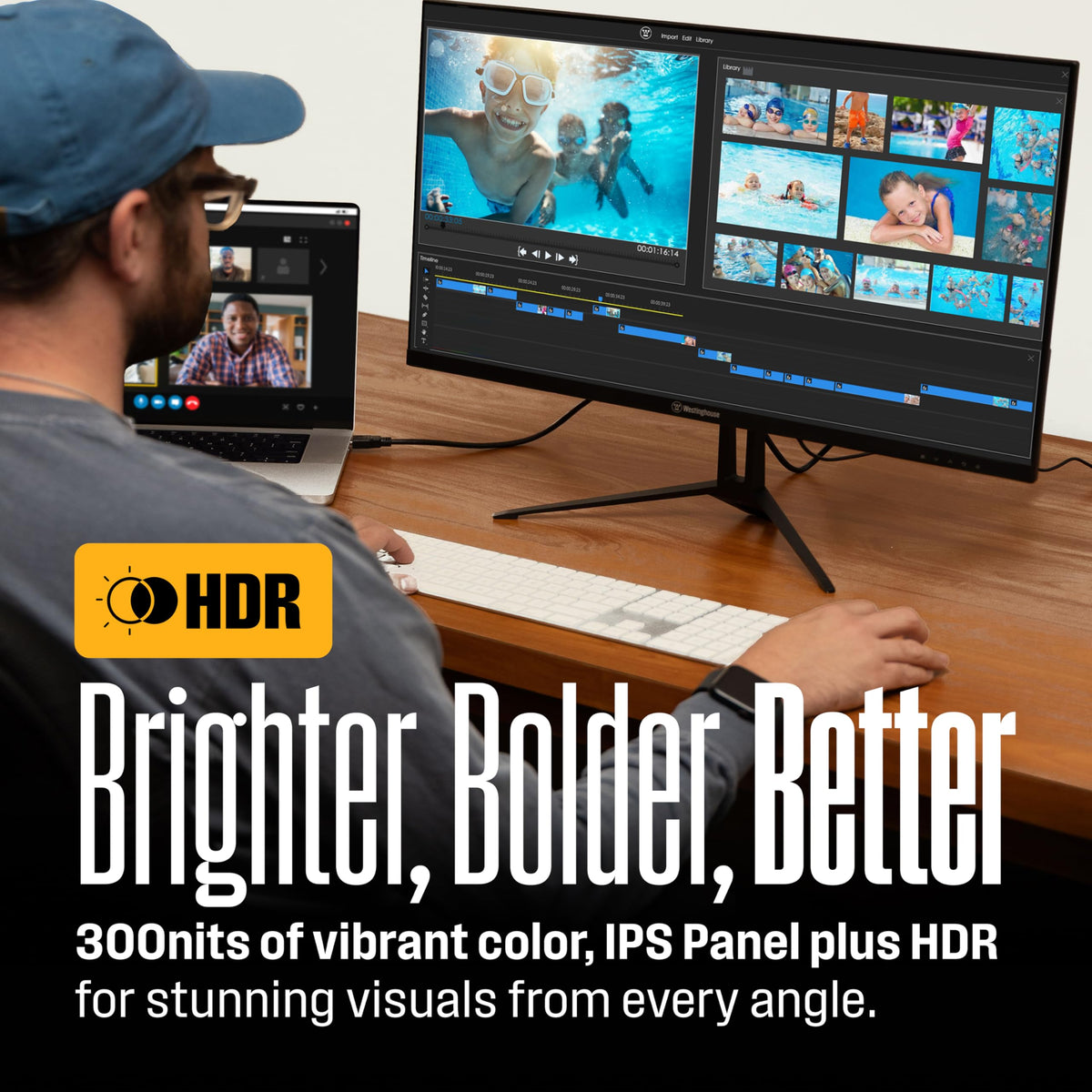 Westinghouse 22-inch IPS panel delivers accurate colors and wide viewing angles.