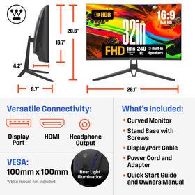 Westinghouse monitor with built-in speakers for easy game audio
