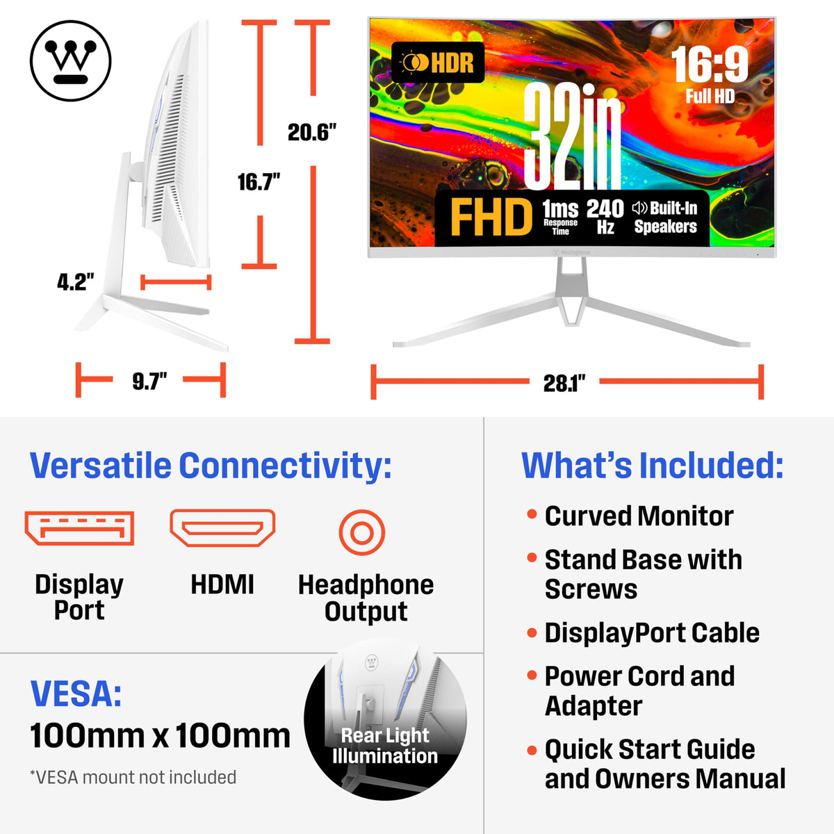 Westinghouse built-in speakers simplify setup for casual gaming and media consumption