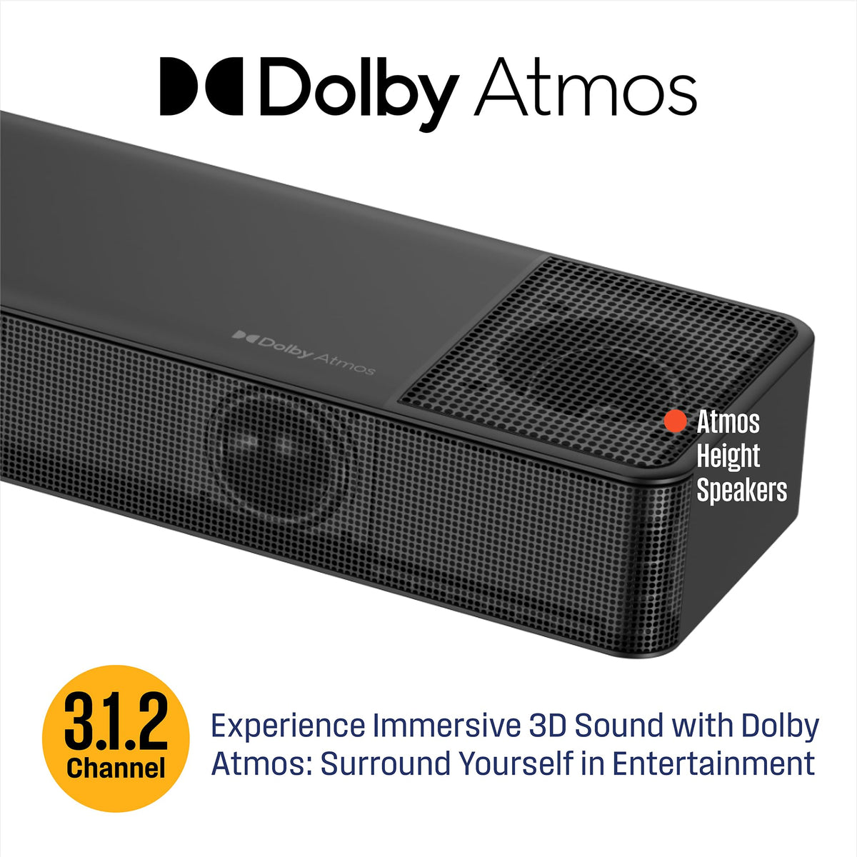 Westinghouse Dolby Atmos height speakers for elevated, immersive sound across the room.