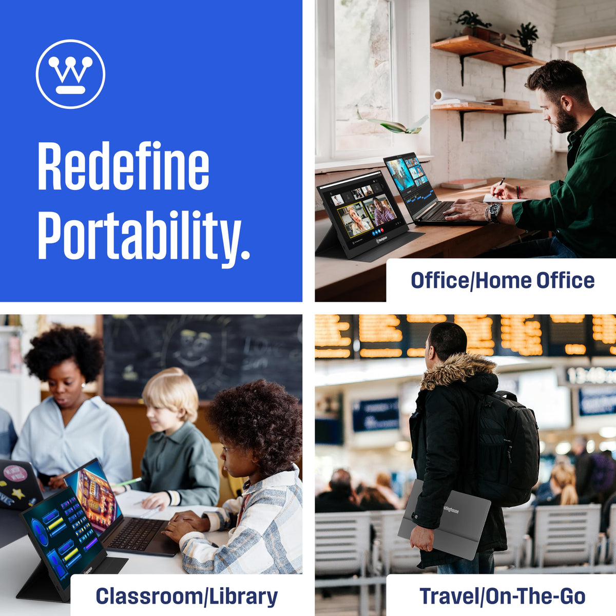 Westinghouse monitor includes mini-HDMI and USB-C for single-cable connectivity.