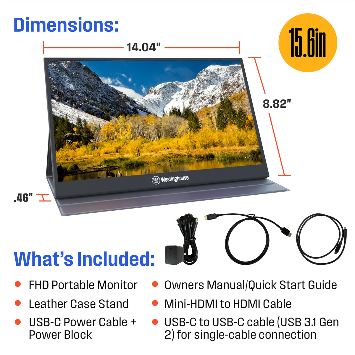 Westinghouse portable monitor is travel-ready with a magnetic cover that doubles as a stand.