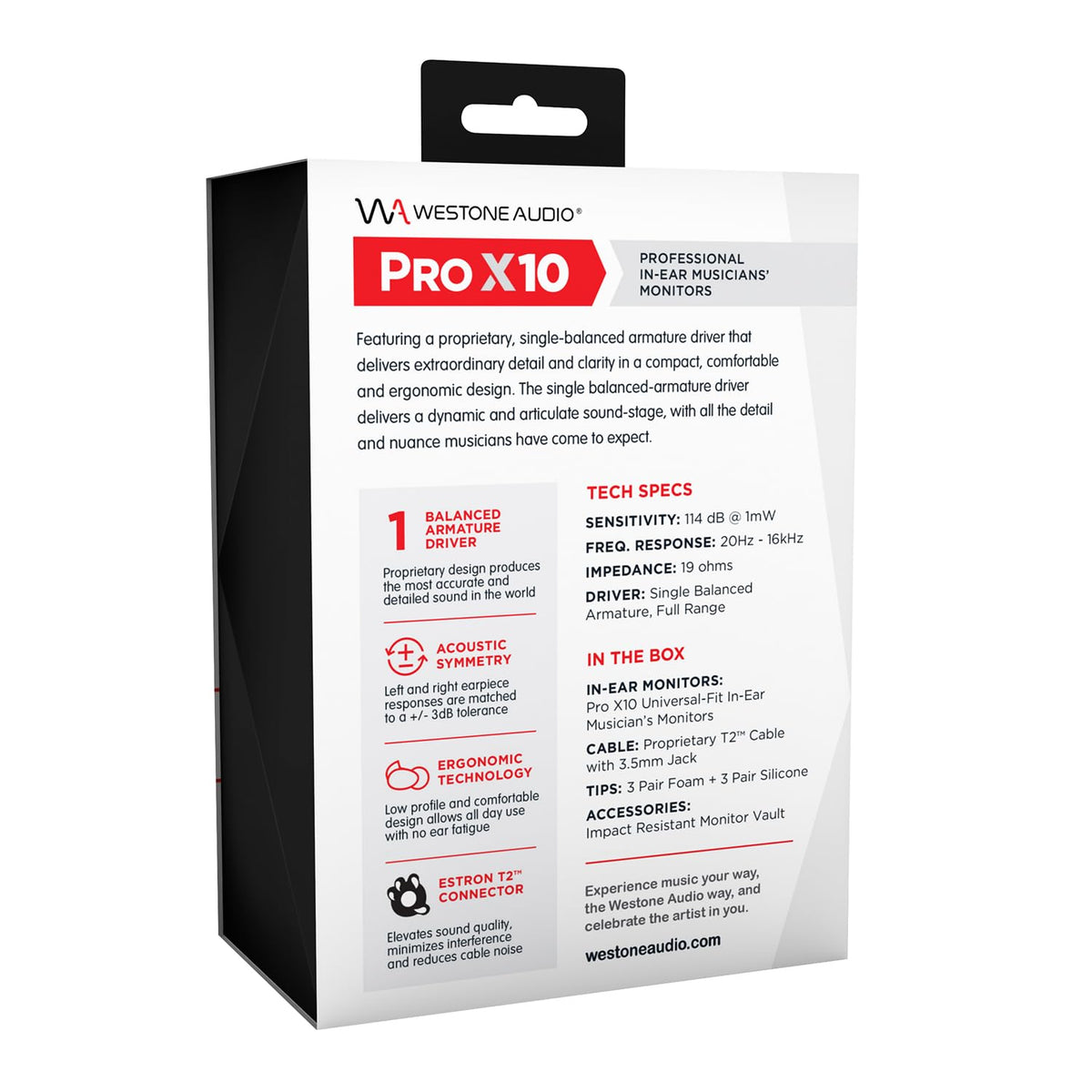 Westone Audio Pro X10 ideal for vocalists and instrumentalists on stage.