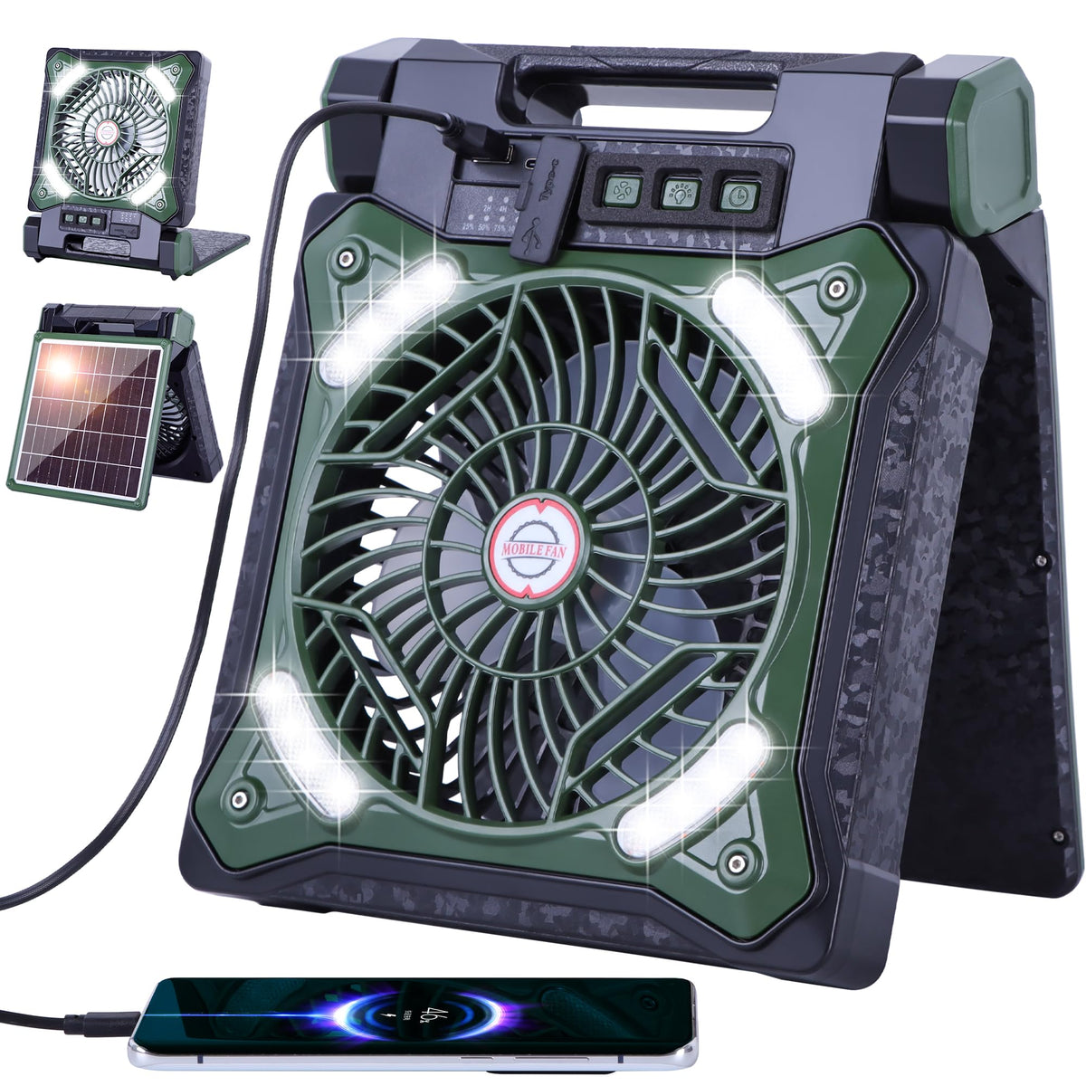 WESTTREE X98 front view showing fan and lantern, portable cooling solution