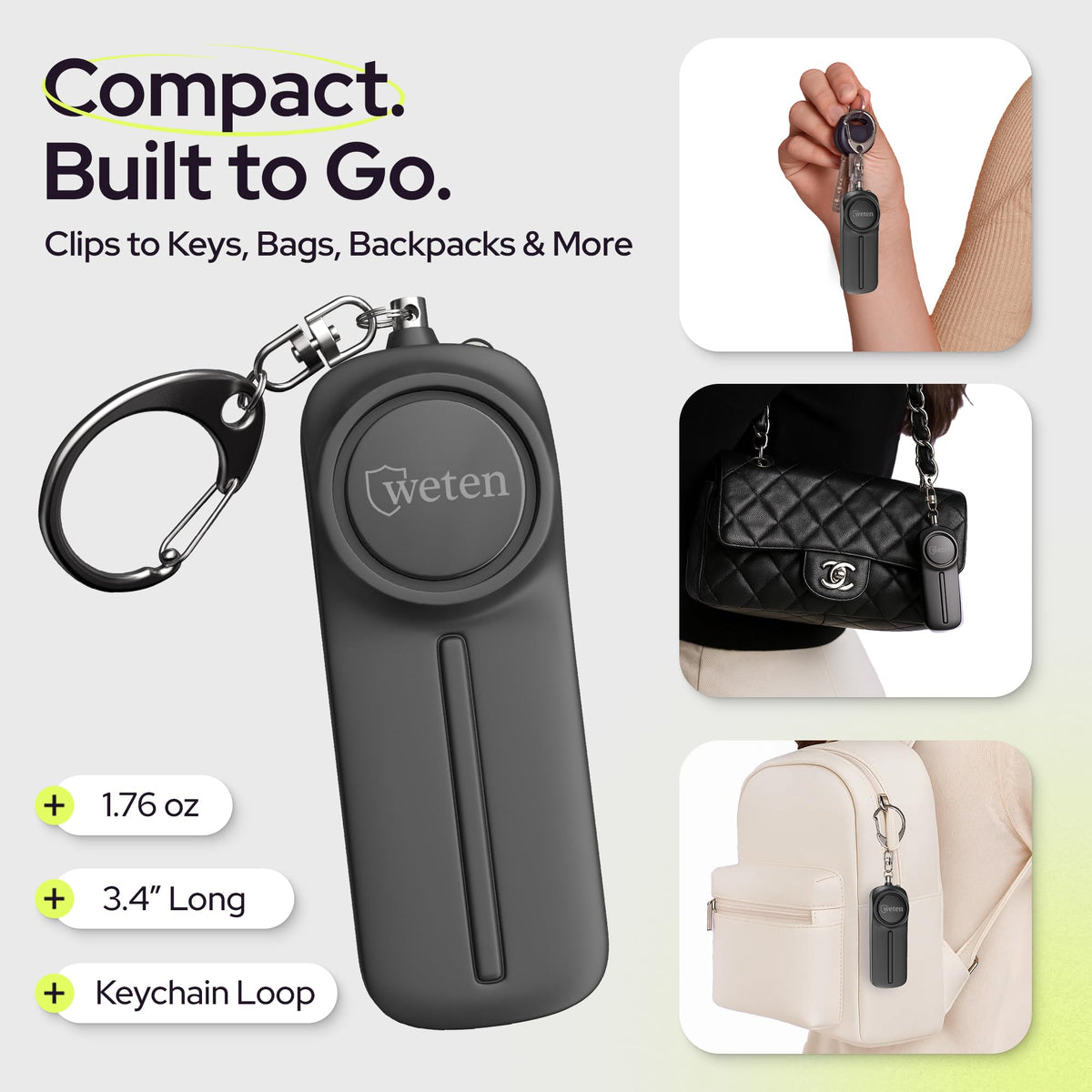 WETEN held in hand for size comparison showing pocket-friendly, lightweight protection