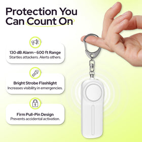 WETEN alarm keychain with integrated LED light for night visibility