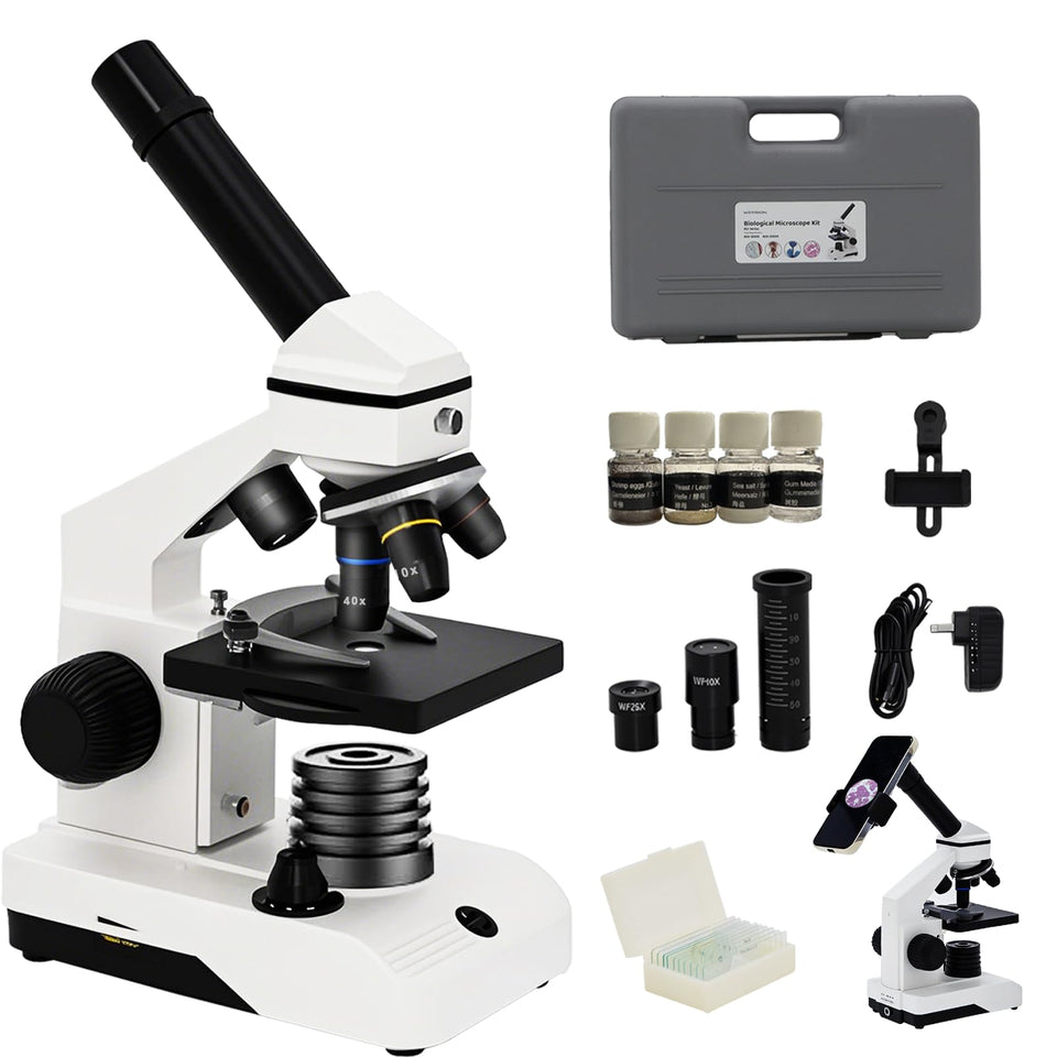 Wevision M2 microscope with 40x–2000x magnification for detailed specimen viewing.