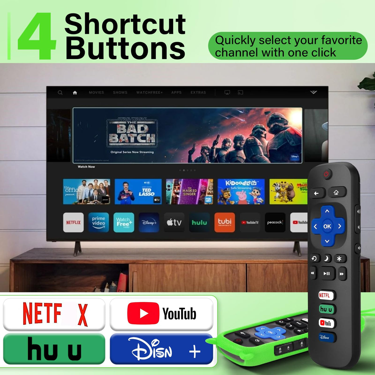 Wevove durable ABS and silicone remote with responsive keys