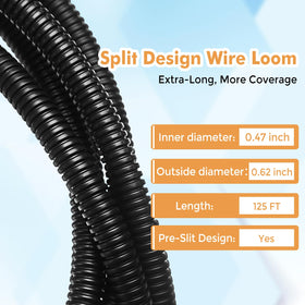 black zip ties included secure the loom and tidy cables