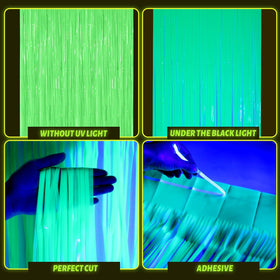 Weysat glow in the dark yellow fringe curtain brightens event spaces