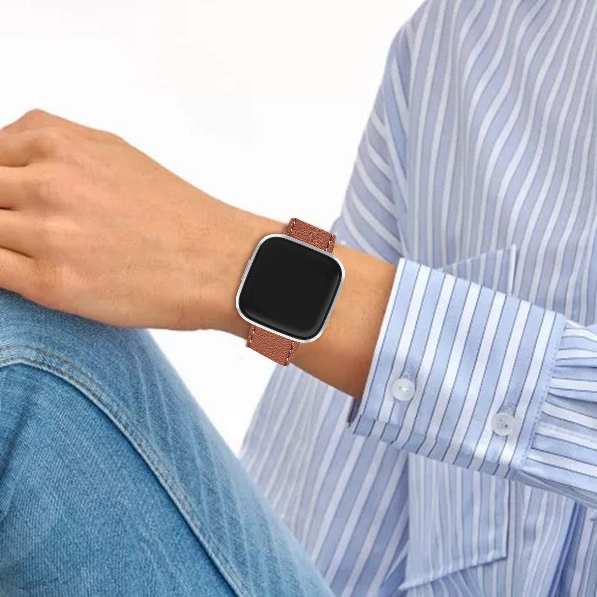 WFEAGL on wrist in office setting demonstrating comfortable all-day wear
