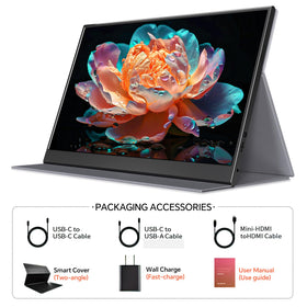 WGK 15.6-inch 4K monitor with video inputs for plug-and-play use