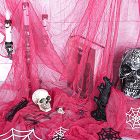 Whaline spooky gauze used as doorway curtain adding dramatic entrance with visible texture