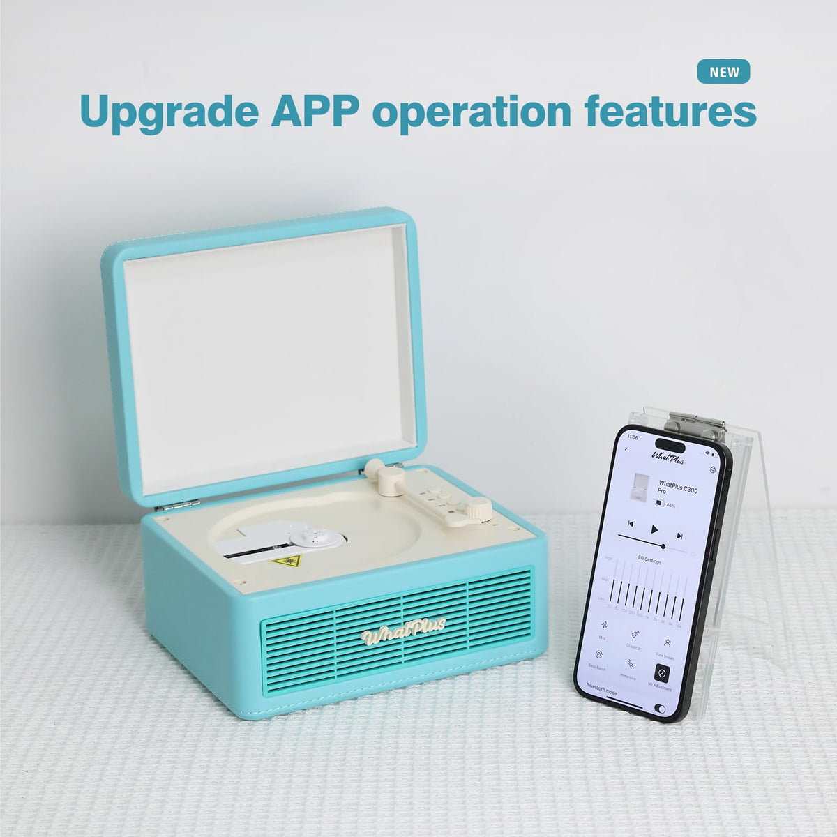 WhatPlus app-controlled CD Player: quick playback control from your phone.