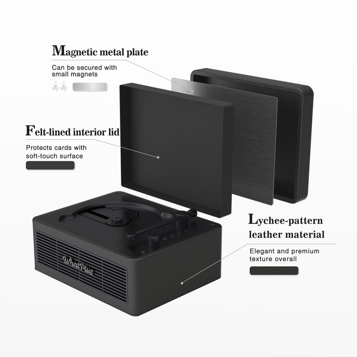 WhatPlus CD Player built-in speakers deliver clear, balanced sound.