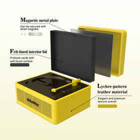 WhatPlus CD Player magnetic display for showcasing collectible cards and pins.
