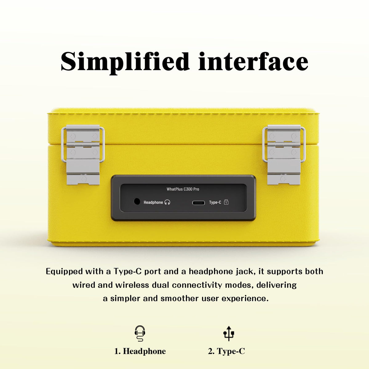 WhatPlus CD Player retro design complements classic desk setups.